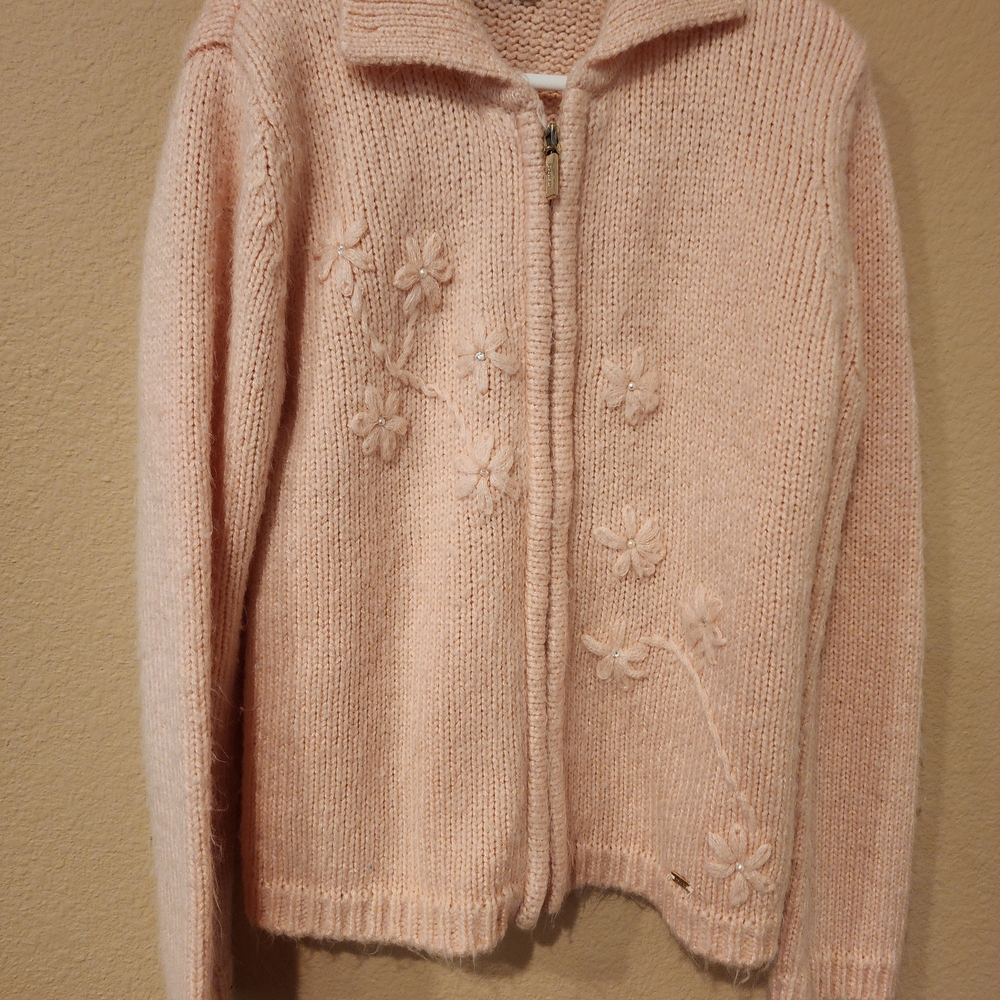 Mayoral Kids Pink Embroidered Cardigan